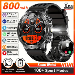 Outdoor Smart Watch with LED Flashlight 800mAh