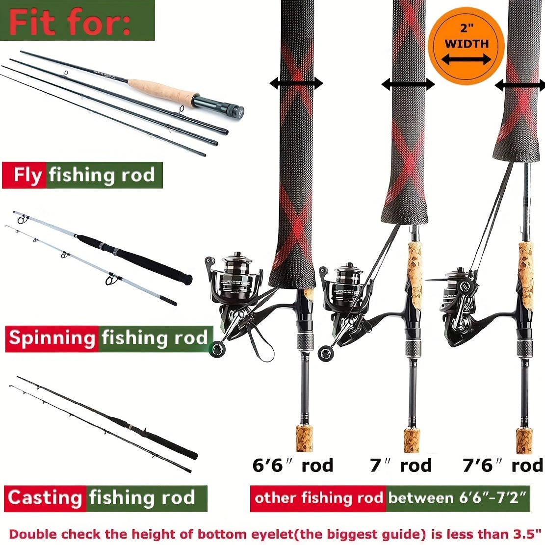 6pcs Fishing Rod Sleeve Cover With Rod Ties Straps 67in Fishing Pole Mesh Cover