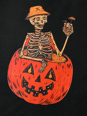 Skeleton & Pumpkin Print Sweatshirt for Halloween