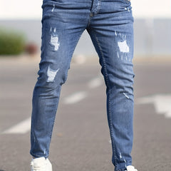 Men's Slim Fit Ripped Skinny Stretch Wash Jeans