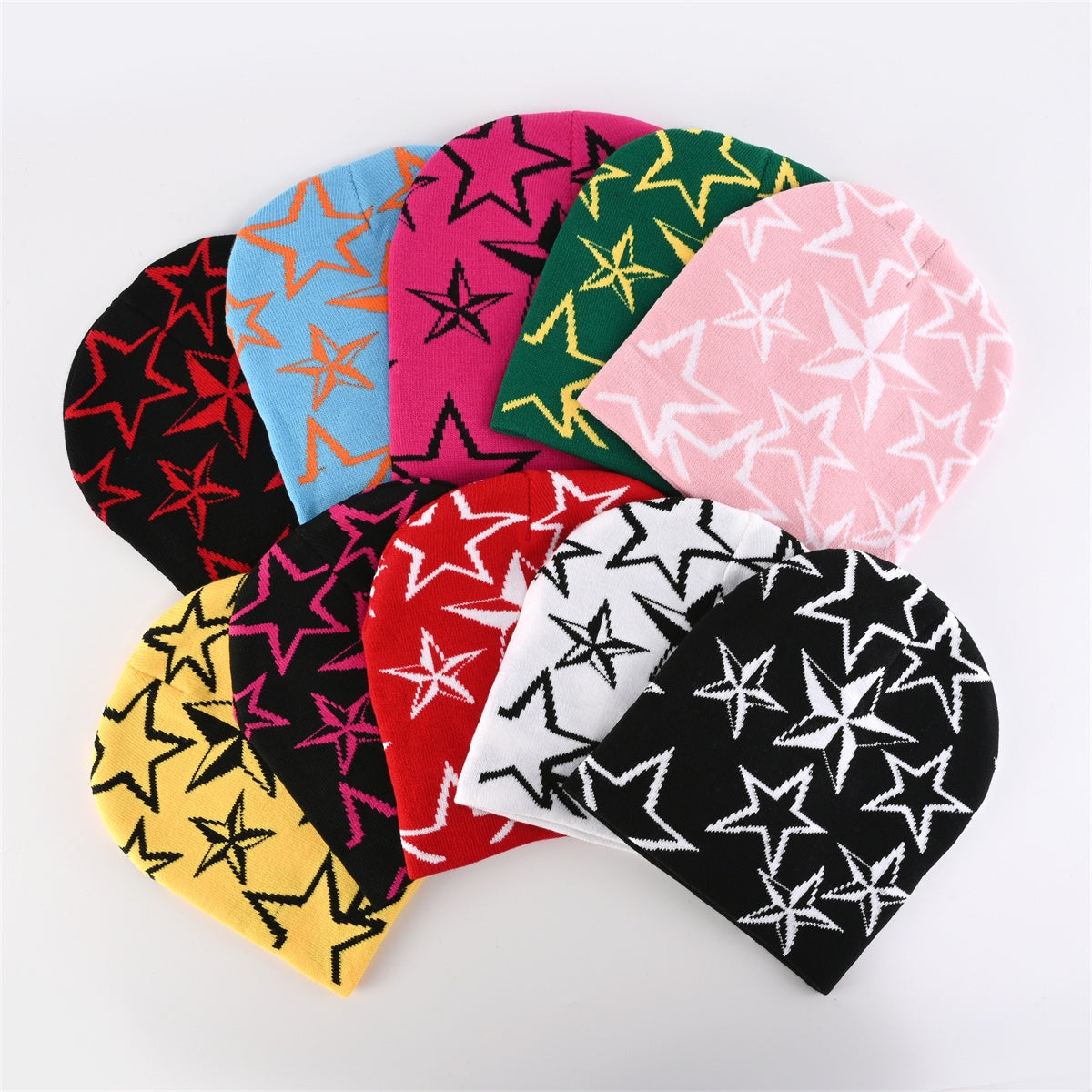 Pentagram Jacquard Y2K Beanie Solid Skull Cap