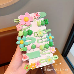 14pcs Girls Cartoon Colorful Hair Clip Girls Candy Hairpin