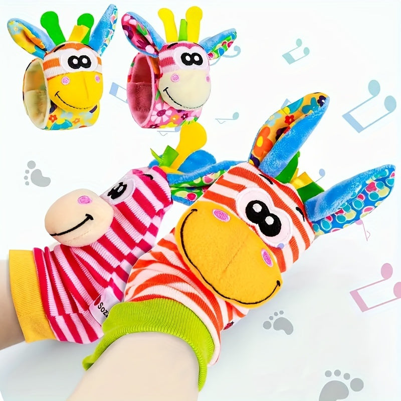 4pcs Baby Wrist Rattles Sock Toys - Newborn Baby Foot Finder & Wrist R