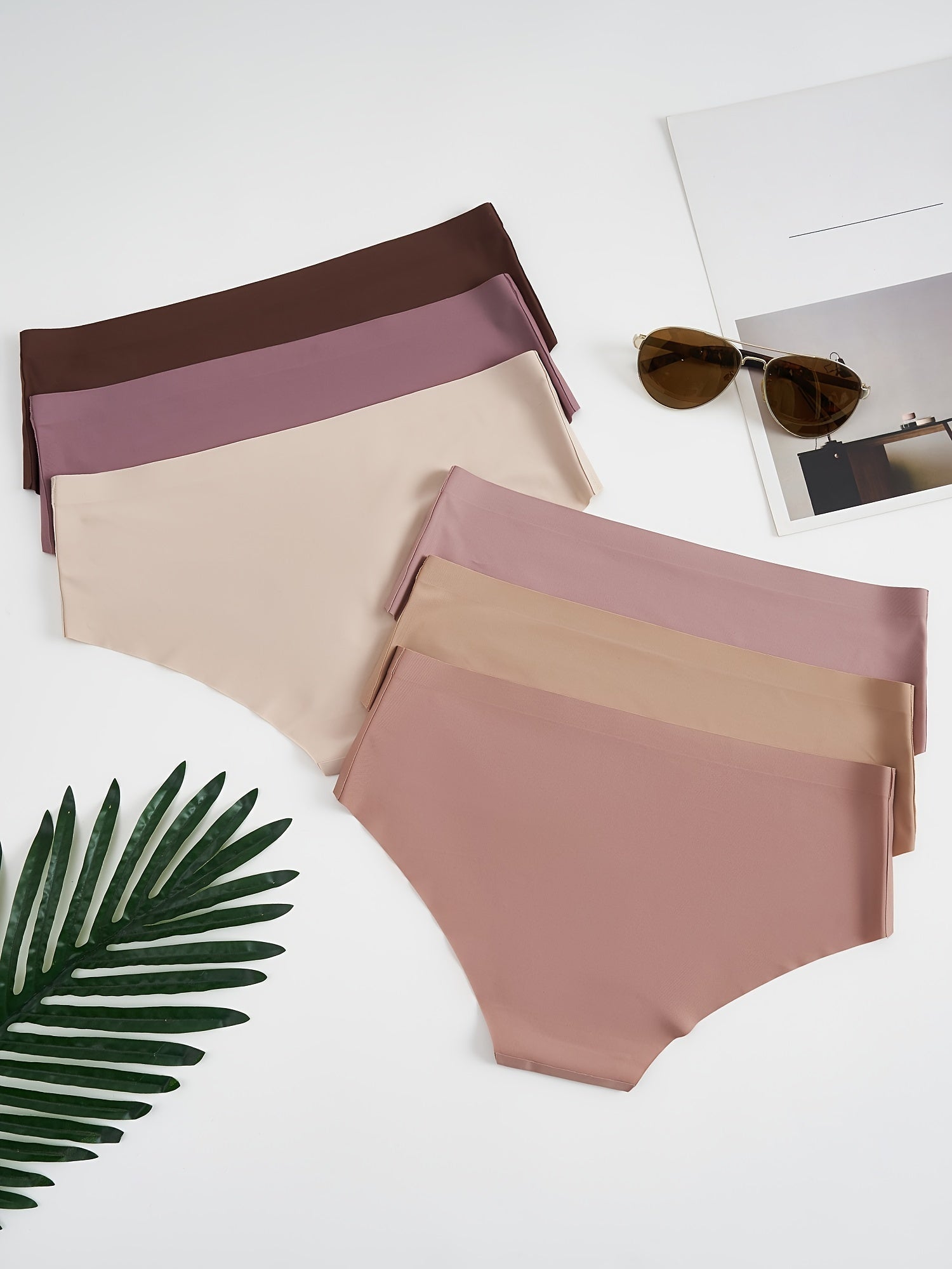 6pcs Seamless Solid Briefs Stretchy Intimates Panties Women's Lingerie