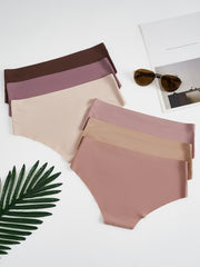6pcs Seamless Solid Briefs Stretchy Intimates Panties Women's Lingerie