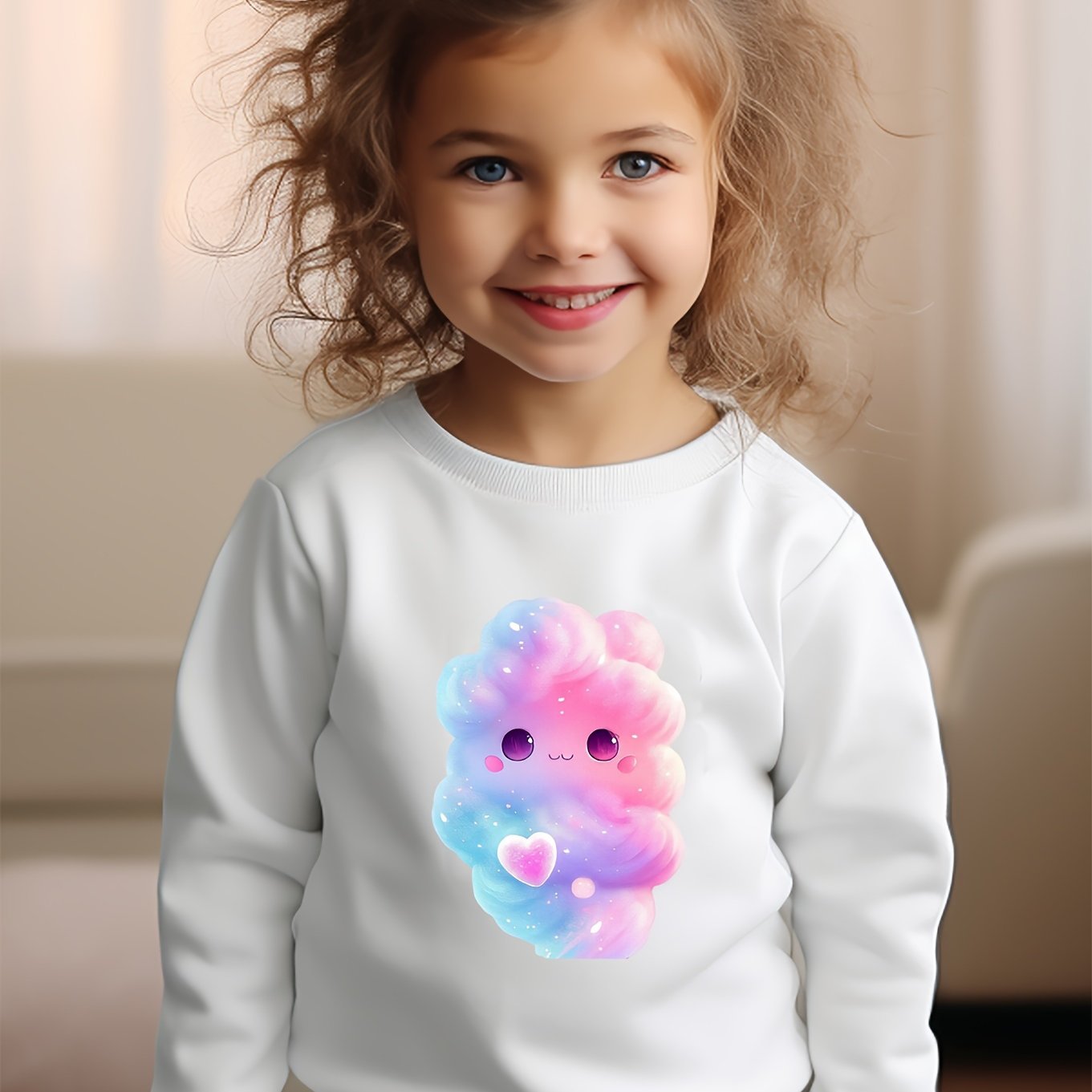 Girls Cloud Pattern Crew Neck Sweatshirt Spring Fall Christmas Gift