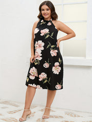 Floral Print Halter Neck Knot Cami Dress