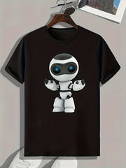 Robot Print Men's Graphic T-shirt Casual Comfy Tees For Summer