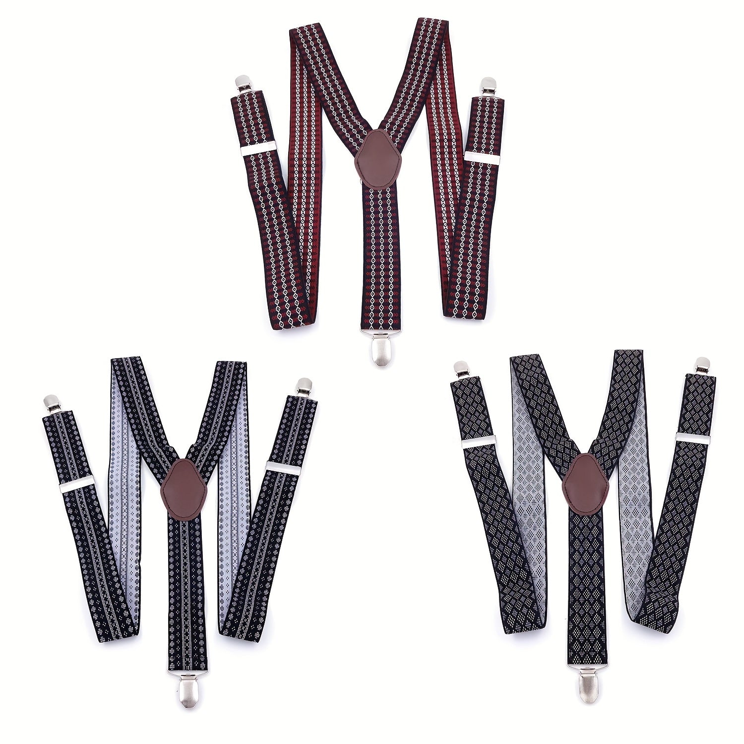 Men's Adjustable Elasticity Suspenders With 3 Clips