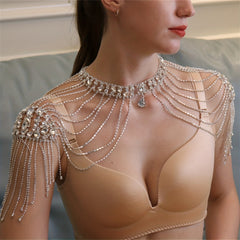 Rhinestone Shoulder Chain With Long Tassel for Wedding Party