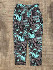 Comics Style Fluorescent Hooded Man Pants