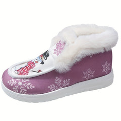 Christmas Snowflake Snowman Plush Furry Boat Shoes