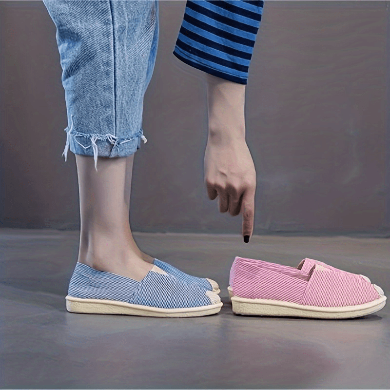 Women's Striped Canvas Slip-On Outdoor Shoes Lightweight Walking Shoes