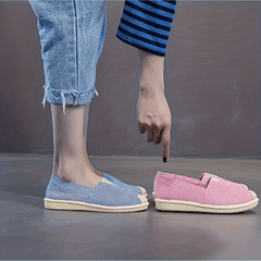 Women's Striped Canvas Slip-On Outdoor Shoes Lightweight Walking Shoes