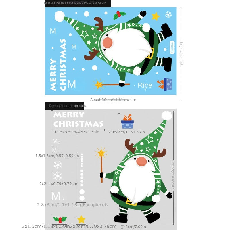 Santa Claus Reindeer Electrostatic Stickers Christmas Decor