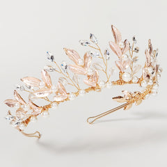 Rose Golden Crystal Bridal Tiara Wedding Hair Accessory