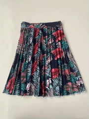 Floral Print Pleated Tie Waist Skirt for Women