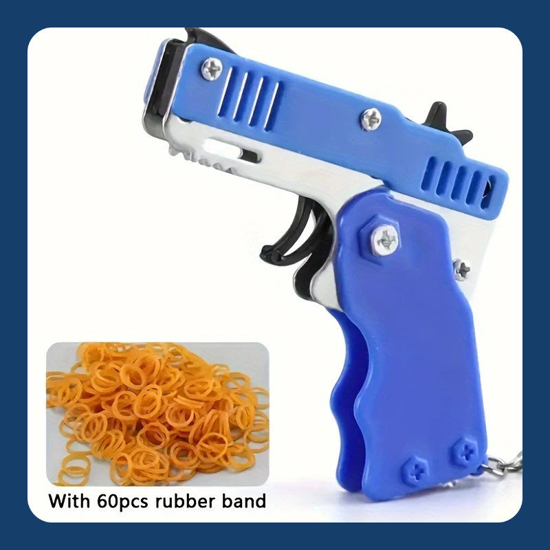Mini Metal Rubber Band Launcher Toy with Keychain