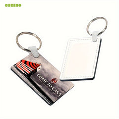 10pcs Double Sided Sublimation PU Key Chains Heat Transfer Blank Rectangle Keych