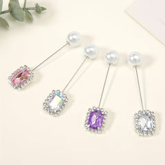 4pcs Crystal Metal Scarf Pin Rhinestone Silvery Shawl Buckle Safety Pins