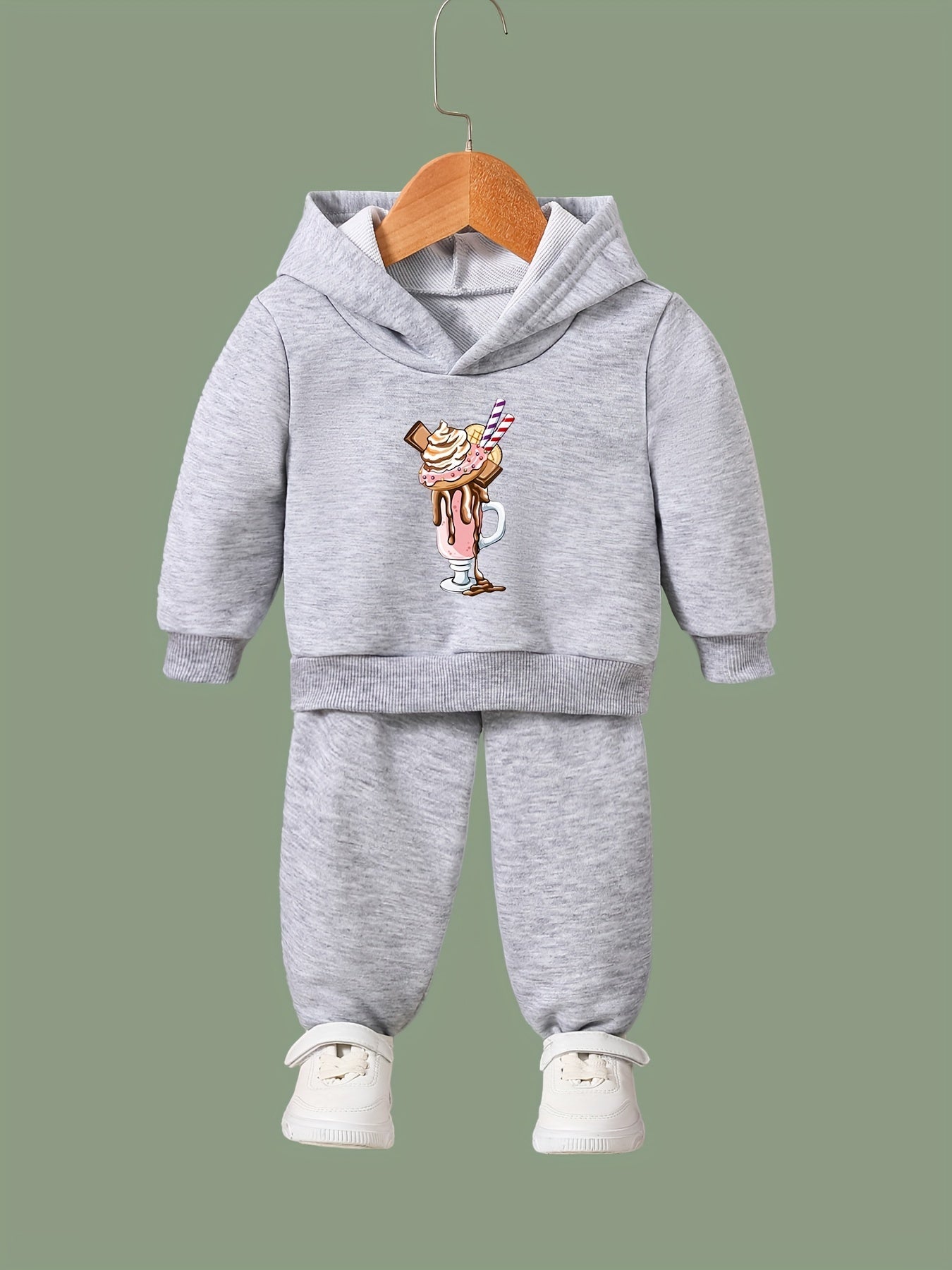Girls 2pc Ice Cream Hooded Sweatshirt & Sweatpants Set