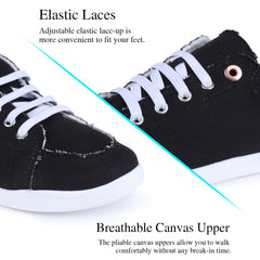 Casual Raw Trim Lace up Women's Canvas Shoes Comfort Sneakers