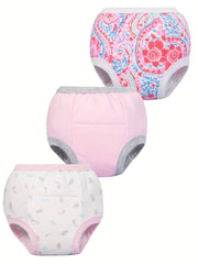 3pcs Kids Potty Training Pants, Diaper Shorts for 2-4 Years, Breathable Cotton