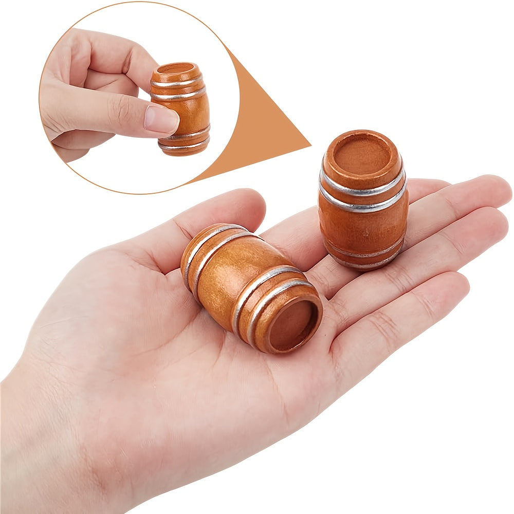 Wooden Barrel Bar Scene Props with Model Accessories Dollhouse Toy