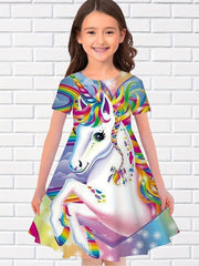 Girls Summer 3D Animal Print Princess Dress