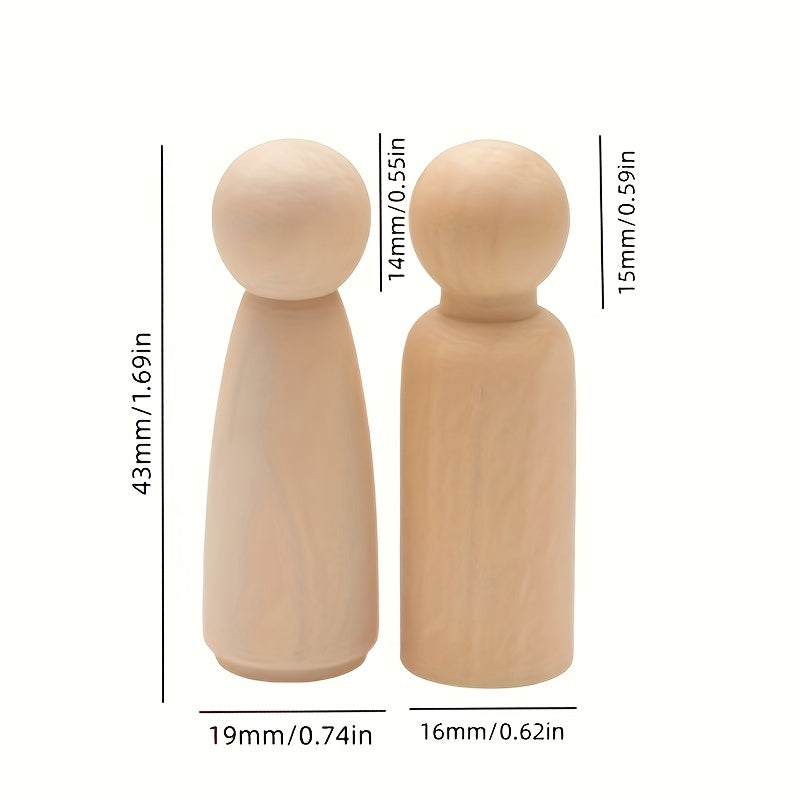 10pcs Wooden Nail Dolls 4.29cm Birch Wood DIY Painting Doll Small World Game