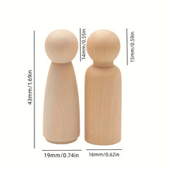 10pcs Wooden Nail Dolls 4.29cm Birch Wood DIY Painting Doll Small World Game