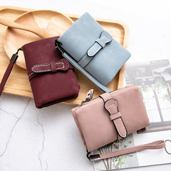 Casual Small Wallet With Wristlet Faux Leather Wallet