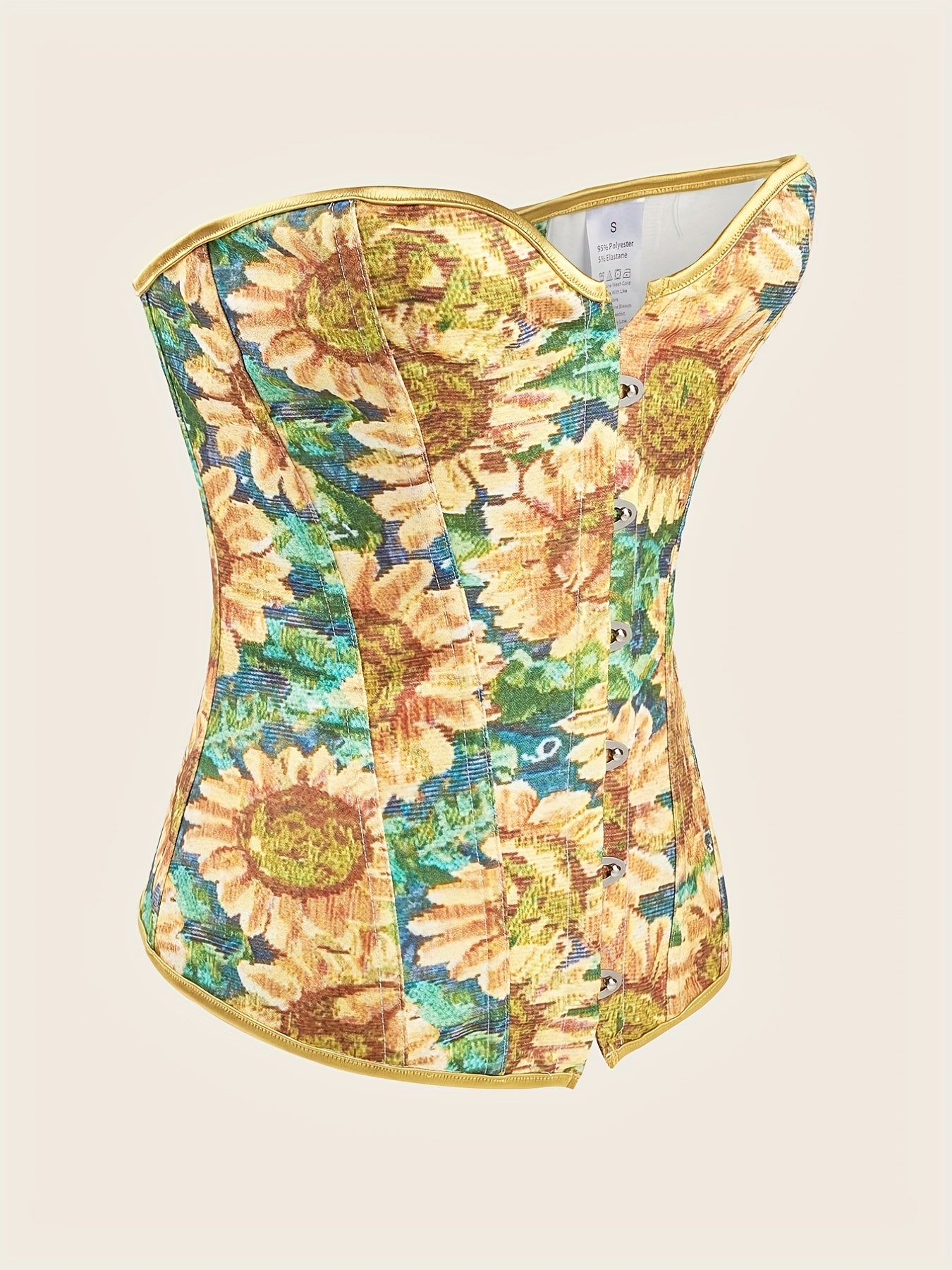 Corset Women's Plus Painting Print Grommet Lace Up Back Tummy Control