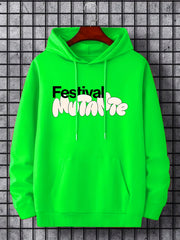 Men's Letter Print Hooded Sweatshirt Long Sleeve Drawstrings