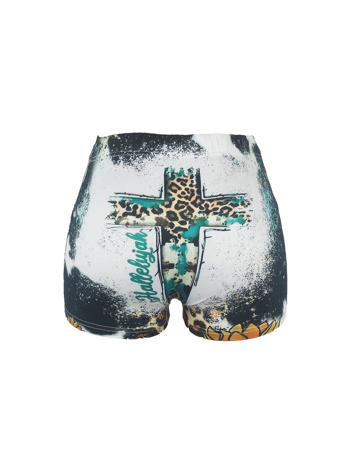 Leopard Cross Print Skinny Shorts for Women