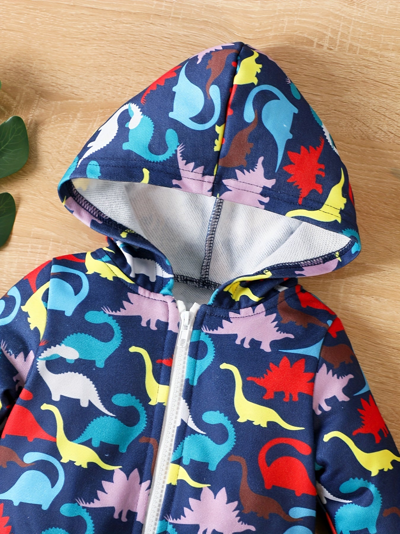 Boy Dinosaur Print Hooded Jacket, Sports Cardigan