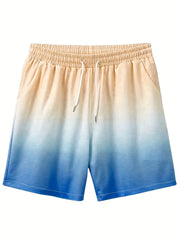 Quick Dry Gradient Men's Beach Shorts Drawstring Swim Trunks