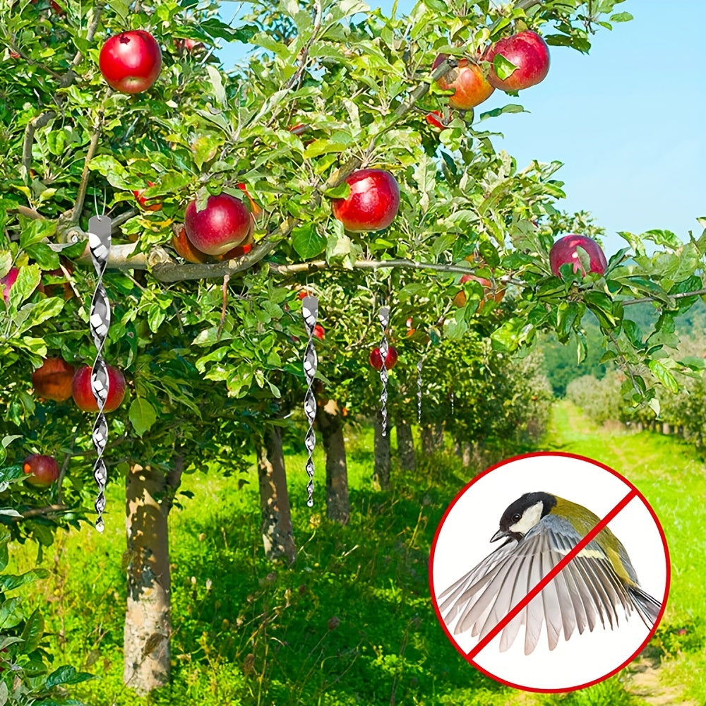 10pcs Outdoor Spiral Reflective Bird Repeller Stick Garden Fruit Tree