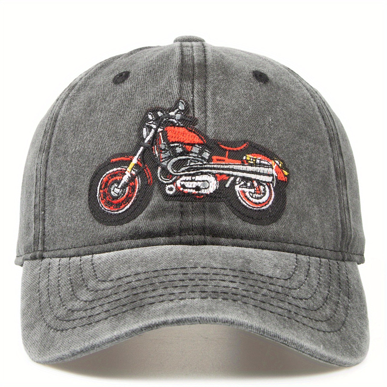 Fashionable Embroidered Motorcycle Cap Retro Baseball Sunshade Bucket