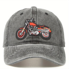 Fashionable Embroidered Motorcycle Cap Retro Baseball Sunshade Bucket