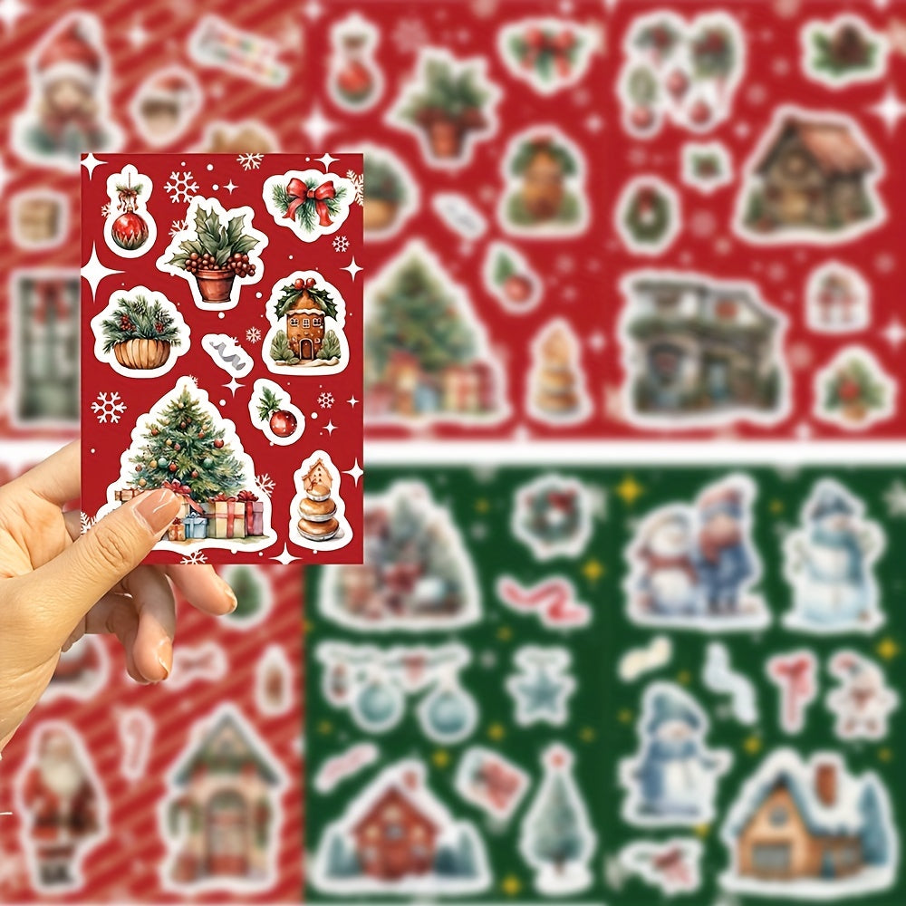 8pcs Christmas Assembled Stickers for Mobile Phone Holiday Journal Decoration
