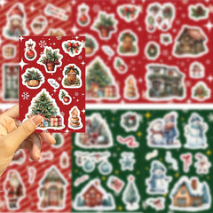 8pcs Christmas Assembled Stickers for Mobile Phone Holiday Journal Decoration