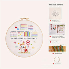 3D Embroidery Starter Kit Cross Stitch Cat Animal Flower Patterns Embroidery Hoo