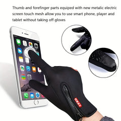 Winter Warm Gloves With Zipper Waterproof Touch Screen Windproof Gloves
