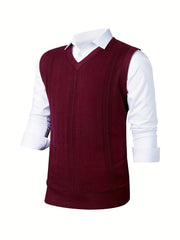 Men's Wool Blend Sleeveless Sweater Vest for Autumn Winter