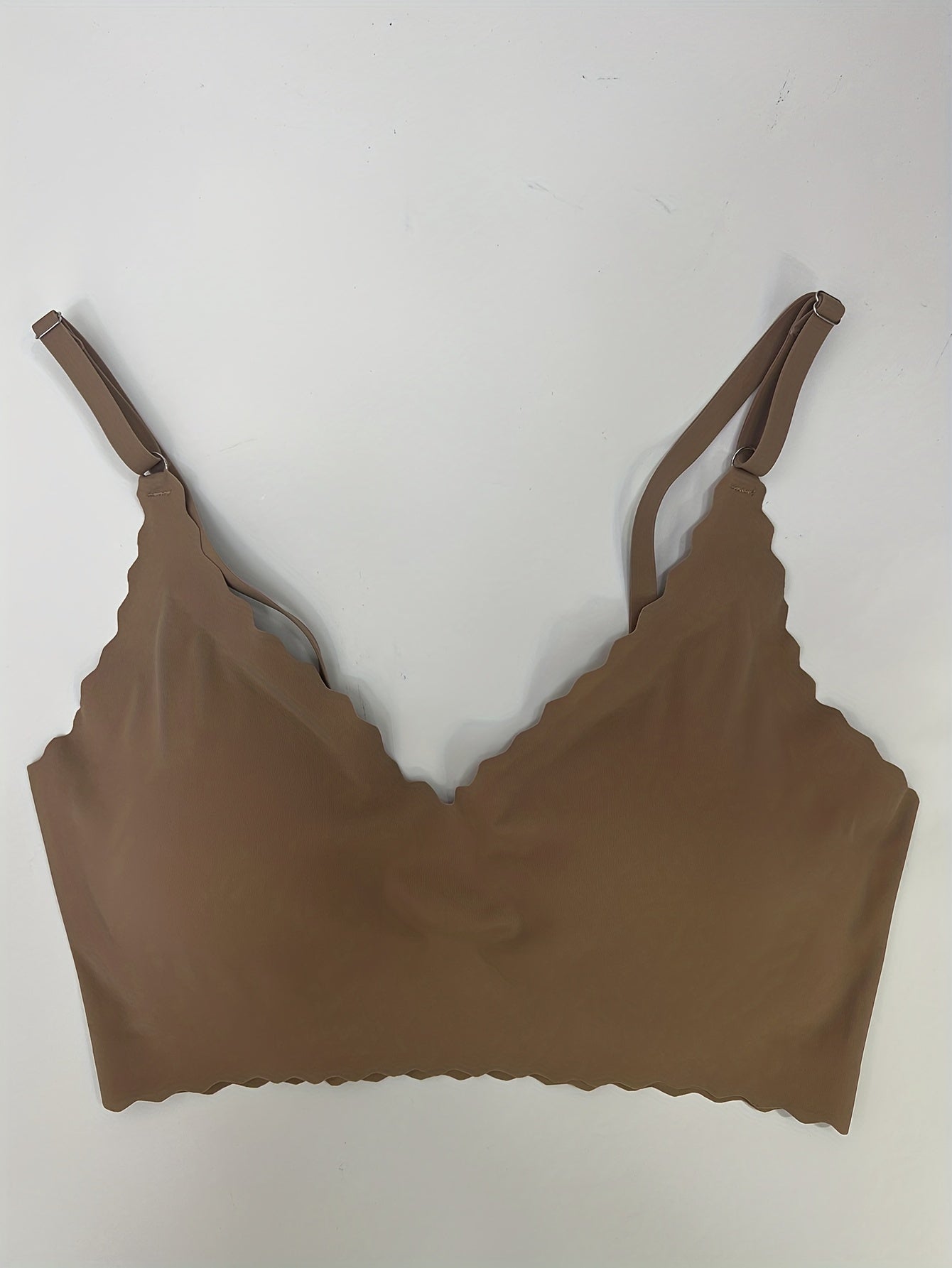 Scallop Trim Wireless Bra Seamless Comfortable Intimates Bra