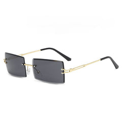 Rimless Rectangle Sunglasses Women UV400 Gradient Lens Glasses