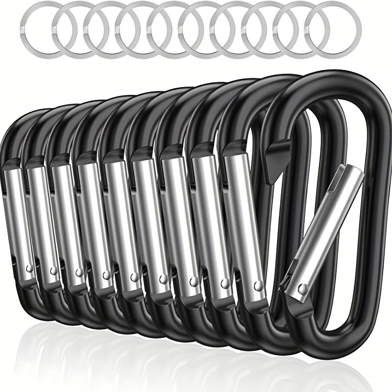 10pcs Mini Aluminum Carabiner with Keyring Lightweight D-Shaped Keychain Clip