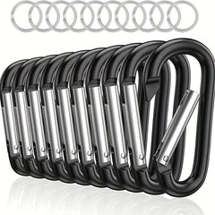 10pcs Mini Aluminum Carabiner with Keyring Lightweight D-Shaped Keychain Clip