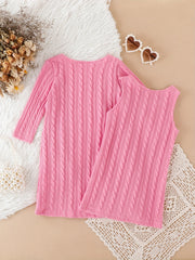 2pcs Baby Girl Knitted Vest Dress & Coat Kids Comfy Cotton